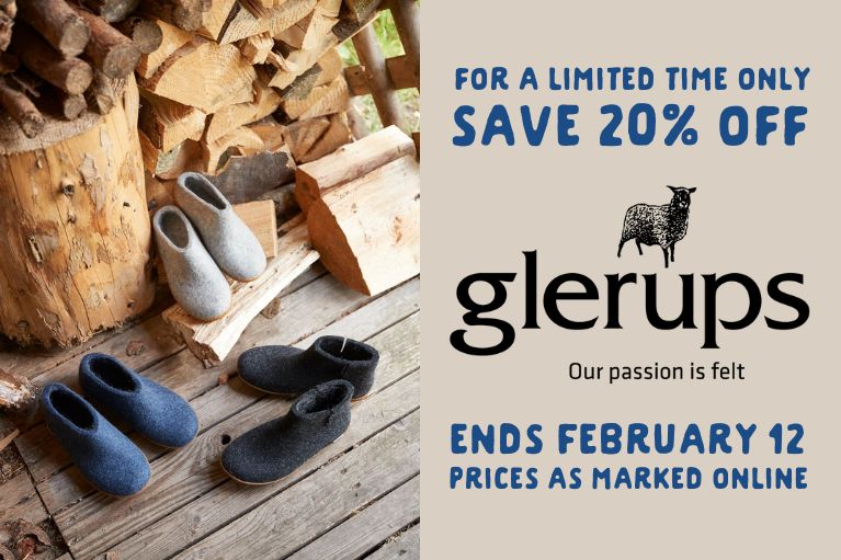 For a limited time only save 20% off Glerups. Ends February 12. Prices as marked online.