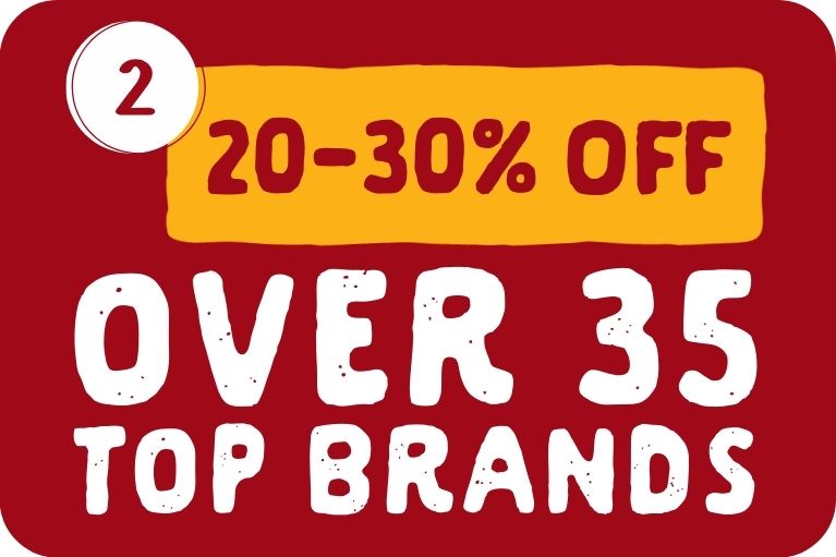 20-30% off over 35 Top Brands: To discover the deals and their valid dates click here