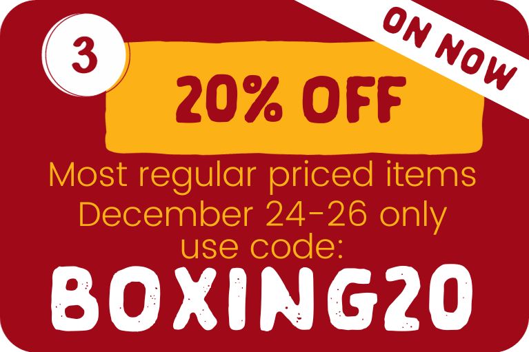 On Now! 20% off most regular priced items! If something isn't already marked down use code: BOXING20 at checkout to score 20% off from December 24-26. See exclusions here