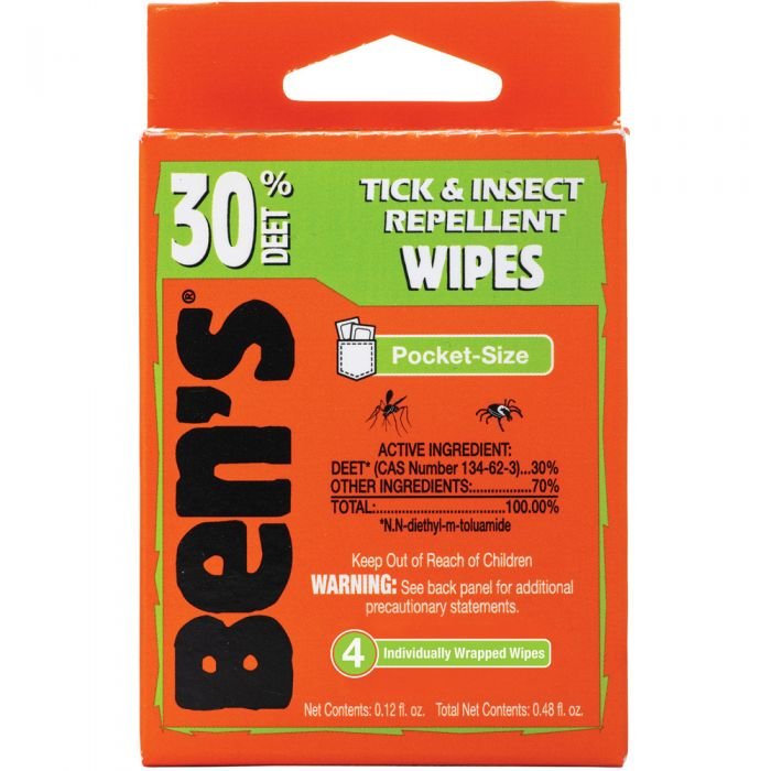 Ben's 30 Tick & Insect Repellent Wipes 4 Piece Travel Pack