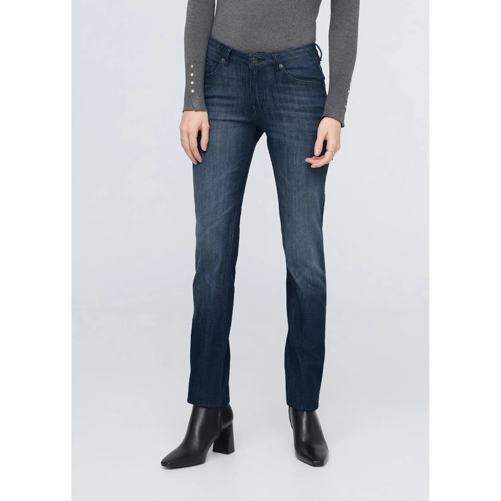 Women's Performance Denim Mid Rise Pants Slim Straight Nostalgia Tone