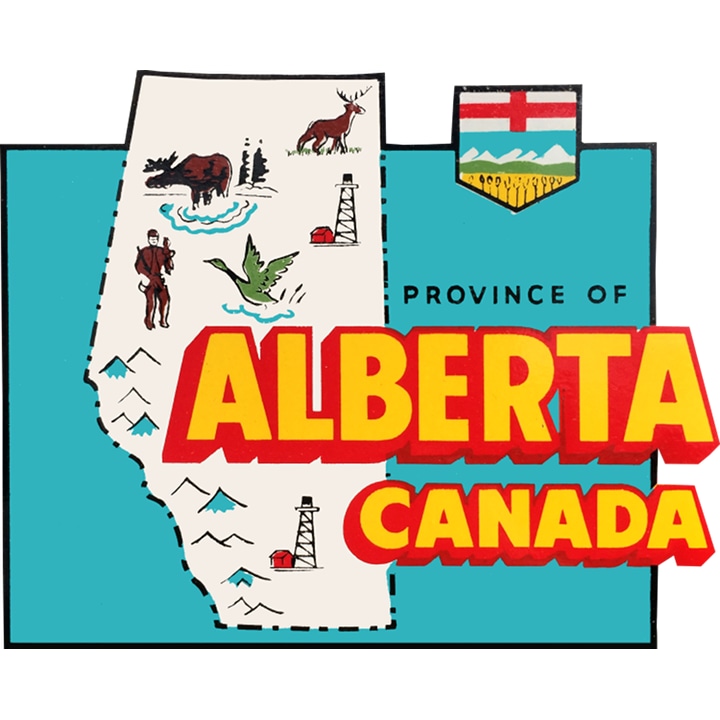 Alberta Map Vintage Travel Sticker