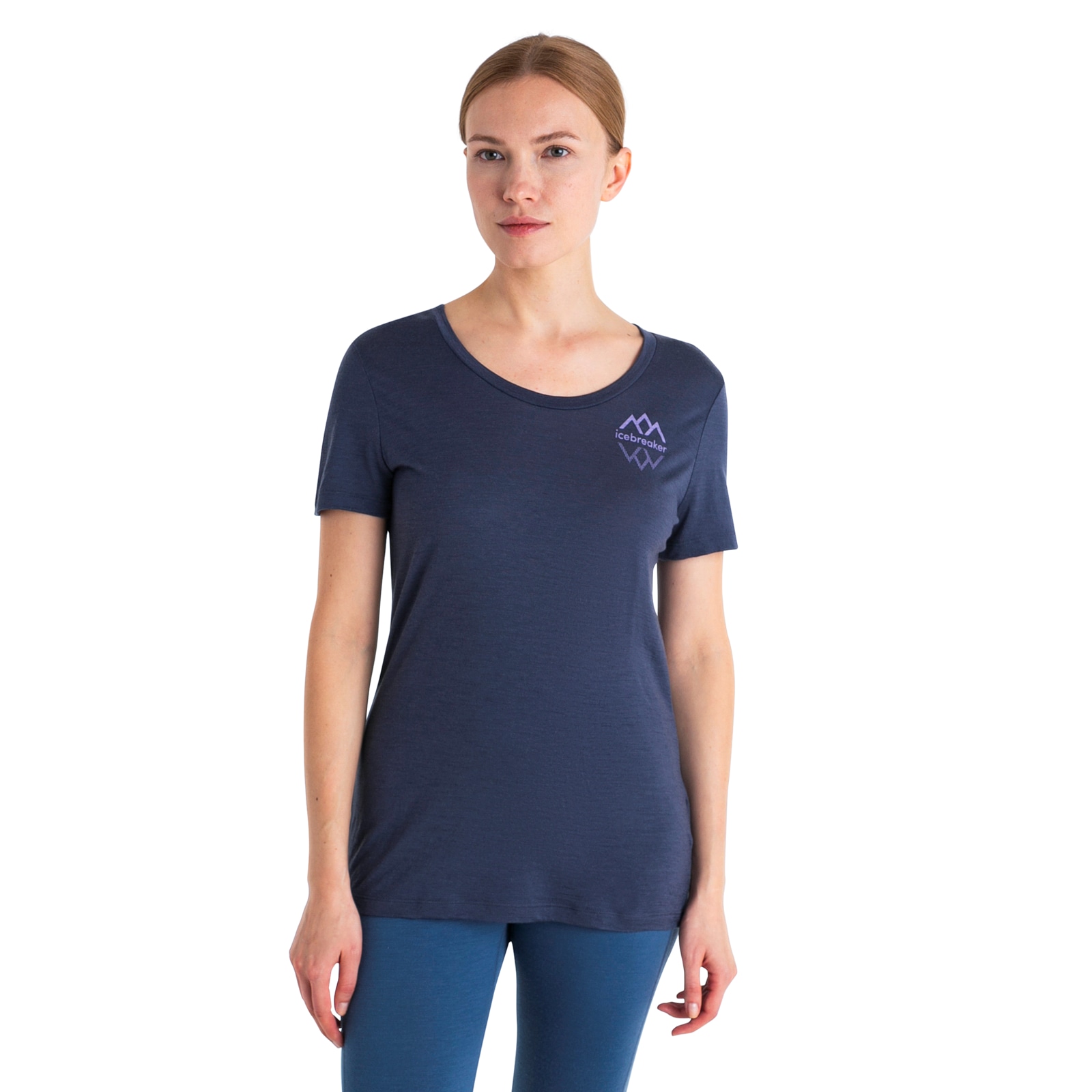 Women's Merino 150 Tech Lite III Short Sleeve Scoop T-Shirt Icebreaker Logo Reflections