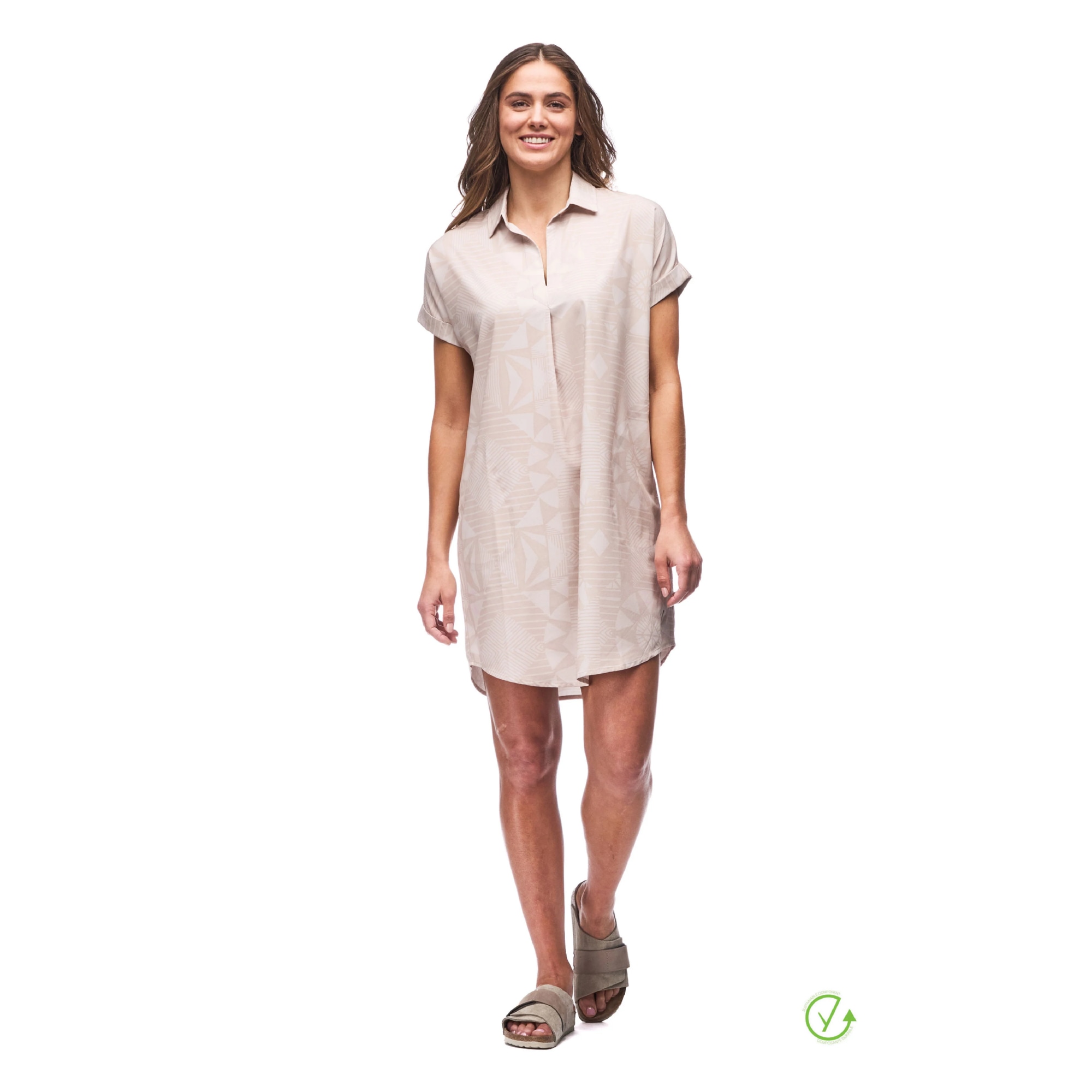 Women's Frivol Knee Length Short Sleeve Shirt Dress