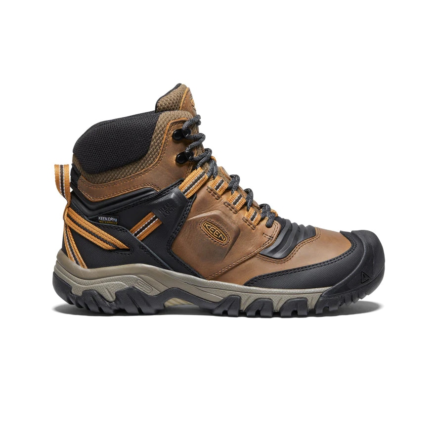 Men's Ridge Flex Mid Waterproof Hiking Boots Wide Bison/Golden Brown