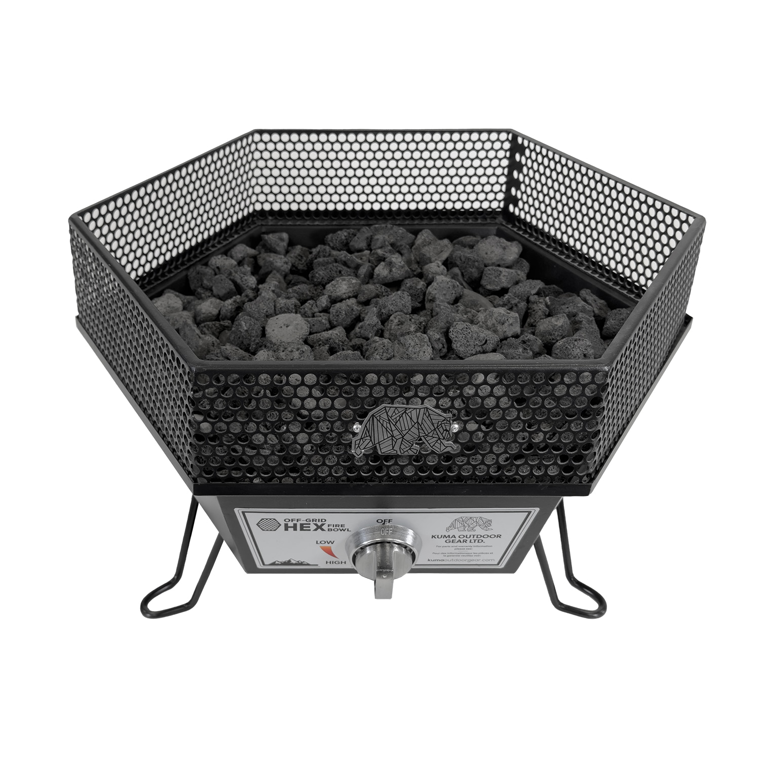 Off Grid Hex Fire Bowl Black With Carry Bag
