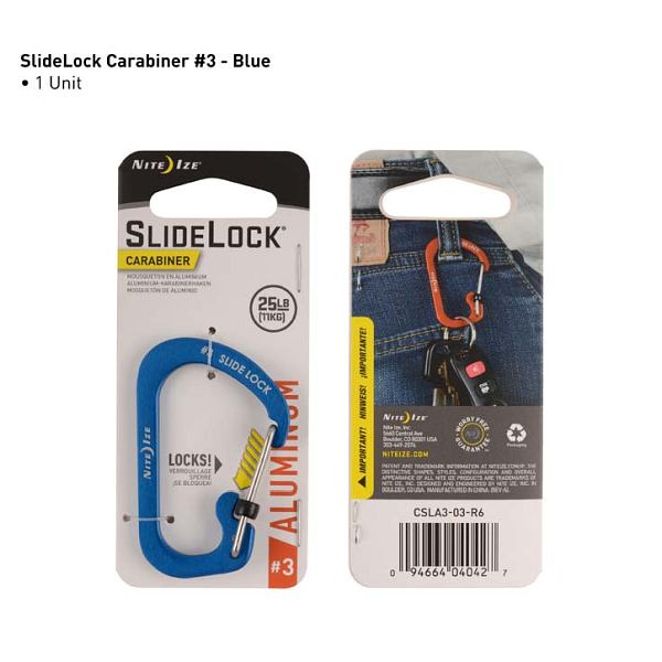SlideLock Carabiner Aluminum #3 Blue