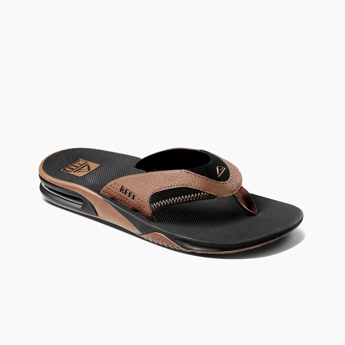 Men's Fanning Sandals With Bottle Opener Black And Tan