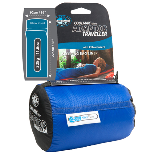 Adaptor Coolmax Sleeping Bag Liner Traveller With Pillow Insert