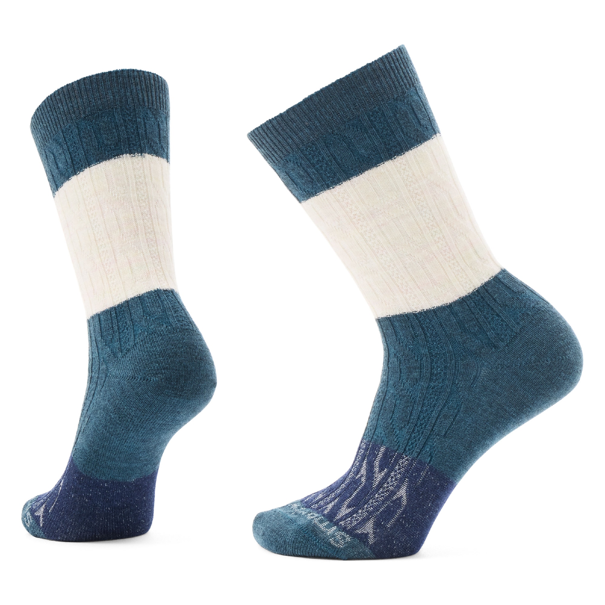 Unisex Everyday Colour Block Cable Crew Socks