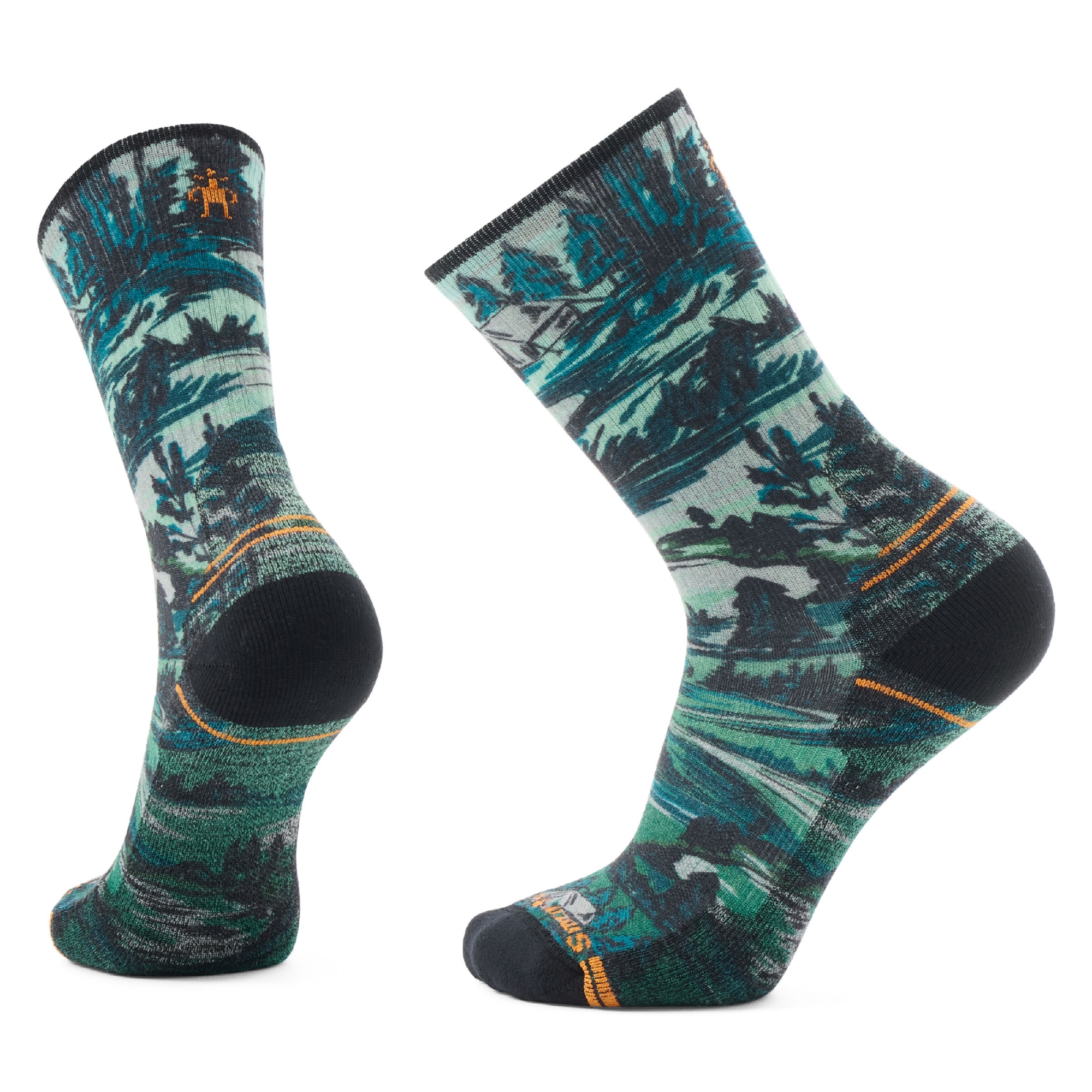Unisex Hike Light Cushion Campground Print Crew Socks